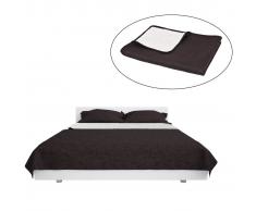vidaXL Cubrecama acolchado doble cara 220x240 cm crema y marrón