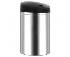 vidaXL Cubo de basura con sensor automático acero inoxidable 52 L