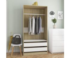 vidaXL Armario de aglomerado color blanco y roble Sonoma 100x50x200 cm
