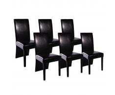 vidaXL Sillas de comedor 6 unidades cuero artificial negro