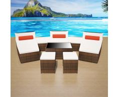 vidaXL Set de muebles de jardín modular 25 pzas ratán sintético marrón