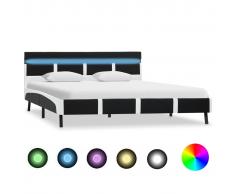 vidaXL Estructura de cama con LED cuero sintético negro 120x200 cm