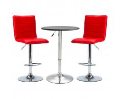 vidaXL Set mesa alta y taburetes de bar 3 piezas cuero sintético negro