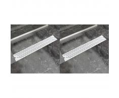 vidaXL Desagüe lineal ducha 2 uds curvas 730x140 mm acero inoxidable