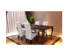 vidaXL Sillas de comedor 4 unidades cuero sintético blanco