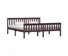 vidaXL Estructura de cama madera maciza pino marrón oscuro 180x200 cm
