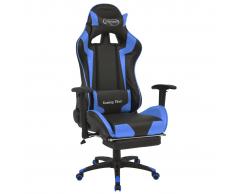vidaXL Silla de escritorio reclinable Racing con reposapiés azul