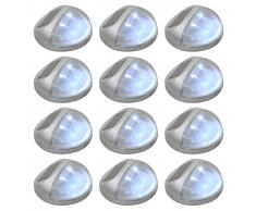 vidaXL Lámparas solares LED de pared exterior 12 uds redondas plateada