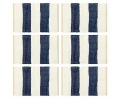 vidaXL Manteles individuales 6 uds Chindi a rayas azul blanco 30x45 cm