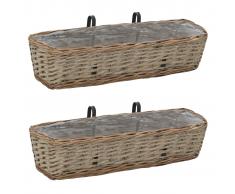 vidaXL Jardinera de balcón con forro PE 60 cm 2 unidades