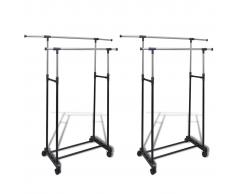 vidaXL Perchero ajustable para ropa 2 barras 2 unidades