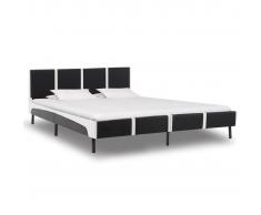 vidaXL Estructura de cama cuero sintético blanco y negro 180x200 cm