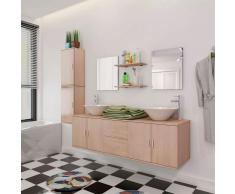 vidaXL Set muebles para baño con lavabo y grifo 11 uds Beis