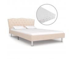 vidaXL Cama con colchón tela beige 120x200 cm