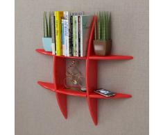 vidaXL Estante exhibidor flotante de tablero DM rojo para libros/DVDs