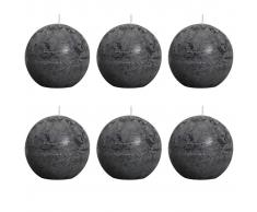 Bolsius Velas rústicas de bola 6 unidades 80 mm gris oscuro