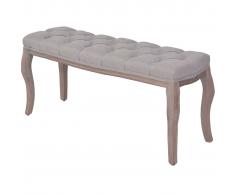 vidaXL Banco de madera maciza y lino gris claro 110x38x48 cm