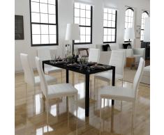 vidaXL Conjunto de mesa de comedor 7 piezas blanco y negro
