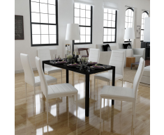 vidaXL Conjunto de mesa comedor 7 piezas blanco y negro