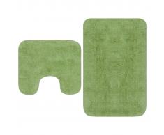 vidaXL Conjunto de alfombrillas de baño de tela 2 piezas verde