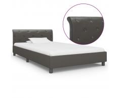 vidaXL Estructura de cama de cuero sintético gris 90x200 cm