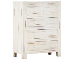 vidaXL Cajonera de madera maciza de acacia blanco 58x30x75 cm