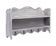 vidaXL Perchero de pared de madera gris 50x10x30 cm