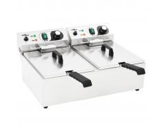 vidaXL Freidora eléctrica doble de acero inoxidable 20 L 6000 W