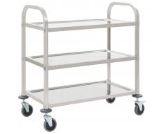vidaXL Carrito de cocina de 3 alturas 87x45x83,5 cm acero inoxidable