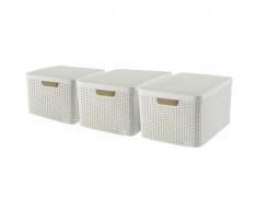 Curver Caja de almacenaje con tapa Style 3 uds L blanco 240656