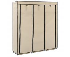 vidaXL Armario con compartimentos y varillas tela crema 150x45x175 cm