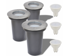 vidaXL Focos LED empotrables de suelo para exteriores redondos 3 unidades