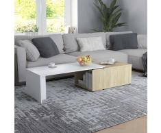 vidaXL Mesa de centro de aglomerado blanco y roble Sonoma 150x50x35 cm
