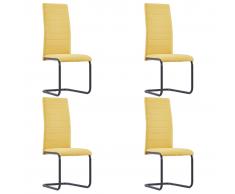 vidaXL Sillas de comedor 4 unidades tela amarilla