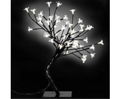 vidaXL Arbol mediano con luces LED blancas cerezo, 2 unidades