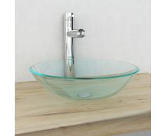 vidaXL Lavabo vidrio templado 42 cm transparente