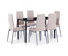vidaXL Conjunto de mesa y sillas de comedor 7 piezas color capuchino