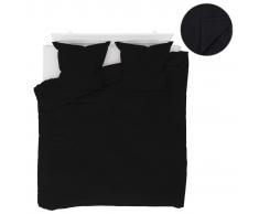 vidaXL Juego de cama forro polar 5 piezas negro 200x200/80x80 cm