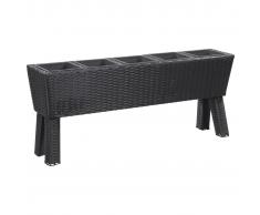vidaXL Jardinera con patas 5 tiestos ratán sintético negro 118x25x50cm