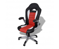 vidaXL Silla De Oficina De Cuero Diseño Moderno Rojo