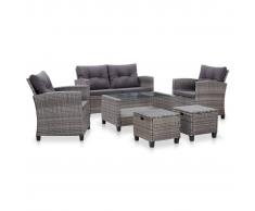 vidaXL Muebles de jardín 6 pzas y cojines ratán sintético gris oscuro