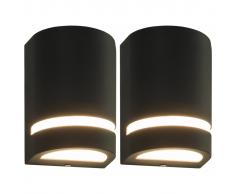 vidaXL Lámparas de pared para jardín 2 uds. semicircular negra 35 W