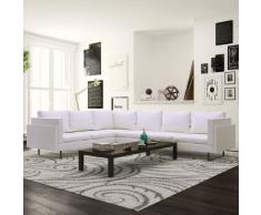 vidaXL Sofá de esquina de cuero artificial blanco