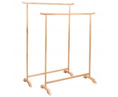 vidaXL Percheros de ropa 2 unidades de madera de roble maciza