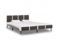 vidaXL Estructura de cama cuero sintético gris y blanco 160x200 cm