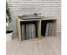 vidaXL Caja para vinilos de aglomerado color roble Sonoma 71x34x36cm