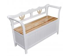 vidaXL Banco de almacenamiento 126x42x75 cm madera blanco