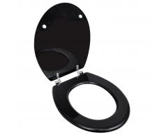 vidaXL Asiento inodoro WC MDF tapa de cierre fuerte diseño negro