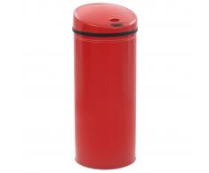 vidaXL Cubo de basura con sensor 62 L rojo
