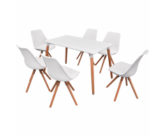 vidaXL Conjunto de mesa de comedor y sillas 7 uds blanco